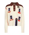 Jw Anderson House Intarsia Knit Polo Sweater In White