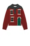 Jw Anderson House' Intarsia Polo Sweater In Red