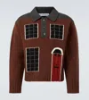 Jw Anderson House' Intarsia Polo Sweater In Brown