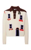 Jw Anderson House Intarsia-knit Wool Polo Sweater In Multi