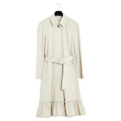 Pre-owned Jw Anderson Impermeable Fr36 38 Beige Cotton Ruffle Belted Trench Coat Uk8 Us4 In Brown