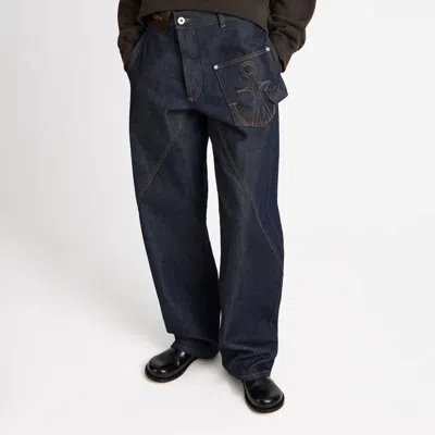 Jw Anderson Womens Twisted Workwear Denim Jeans In Indigo In Blue