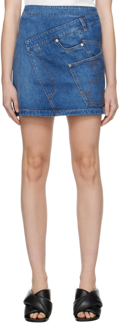 Jw Anderson Indigo Twisted Denim Miniskirt In 804 Light Blue