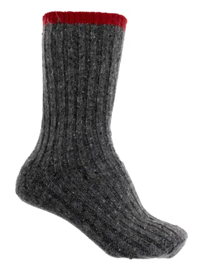Jw Anderson Initials Ribbed Socks In Gray