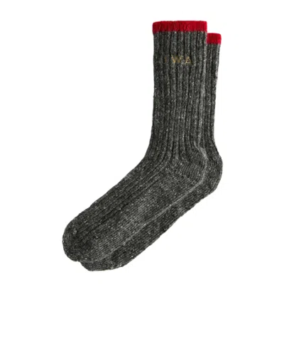 Jw Anderson Initials Ribbed Socks In Gray