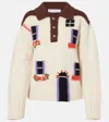 Jw Anderson House Intarsia Knit Polo Sweater In Multicoloured