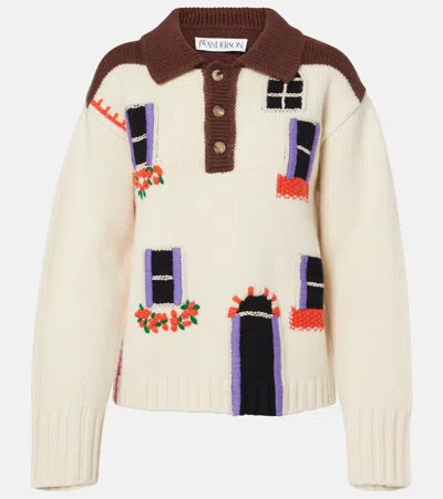 JW ANDERSON INTARSIA WOOL POLO SWEATER