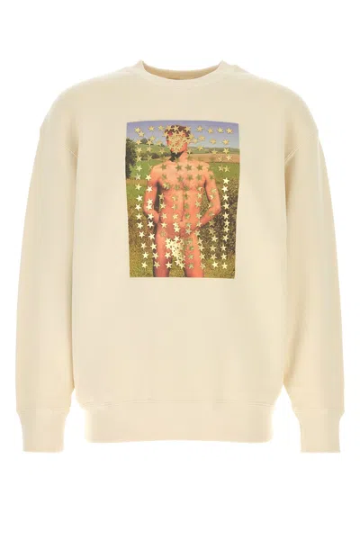 Jw Anderson Cotton Sweatshirt Crew Neck Graphic Print In Neutral