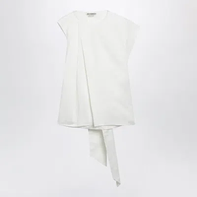 Jw Anderson Ivory Cotton Top With Self-tie Back Strap In White