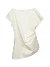 JW ANDERSON IVORY COTTON TWILL ASYMMETRIC TOP WITH LACE INSERT