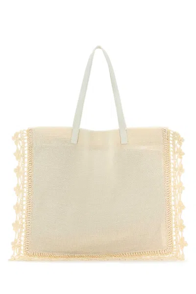 Jw Anderson J.w. Anderson Ivory Crochet Shopping Bag In Neutral