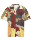 Jw Anderson J. W. Anderson Wide V-neck Short Sleeve Shirt With Abstract Print In Multi