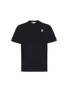 Jw Anderson Black Crewneck T-shirt With Anchor Embroidery On The Front In Black