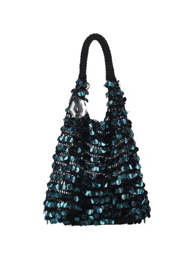 Jw Anderson J. W. Anderson Aquatic Green Sequin Hobo Bag In Black