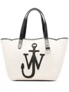 Jw Anderson White Shopper With Jw Logo On The Front In Canvas And Leather Woman