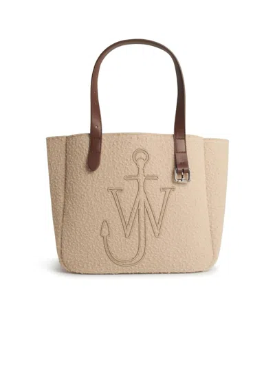 Jw Anderson J. W. Anderson Belt Tote Beige Boiled Wool Shoulder Bag In Pink