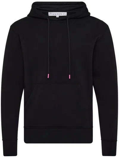 Jw Anderson J. W. Anderson Black Hoodie With Lace Details And Logo Print