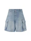 Jw Anderson Light Blue Bermuda Shorts With Cargo Pockets And Logo Patch On The Back In Denim Man In Blue