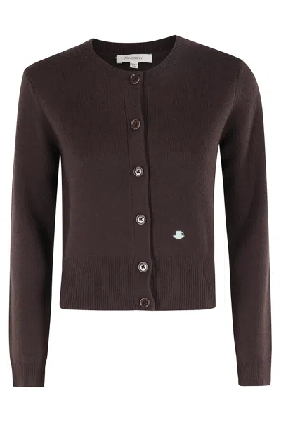 Jw Anderson J. W. Anderson Contrast Embroidery Cardigan In Brown
