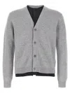 Jw Anderson Contrast Layered Cardigan In Gray