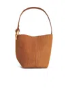 Jw Anderson Suede Bucket Bag Vertical Stitching In Brown