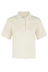 Jw Anderson J. W. Anderson Cropped Cable Knit Polo In Neutral