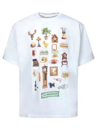 Jw Anderson J. W. Anderson Diorama Print T-shirt With Embroidered Logo In White