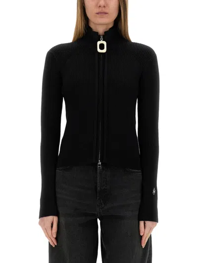 Jw Anderson J. W. Anderson Fitted Cardigan With Zipper In Black