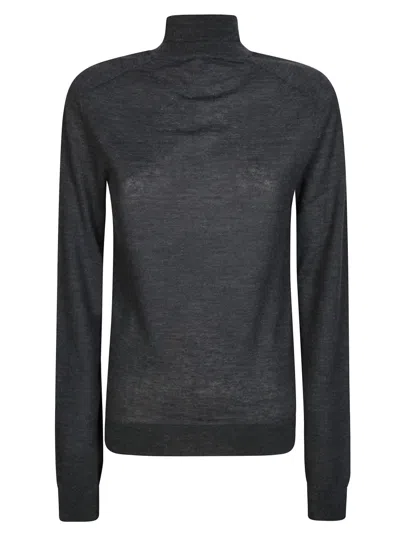 Jw Anderson J. W. Anderson Fitted Grey Turtleneck Jumper In Black