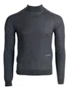Jw Anderson J. W. Anderson Fitted High-neck Knitwear Sweater With Subtle Detailing In Gray