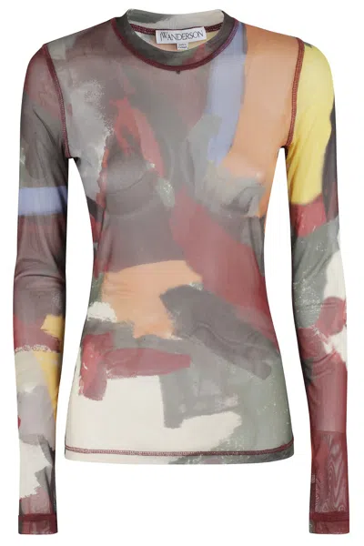 Jw Anderson J. W. Anderson Fitted Multicolored Underpinning In Printed Tulle