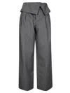 Jw Anderson J. W. Anderson Fold-over Design Grey Wool Trousers In Black