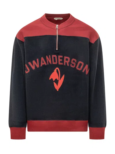 Jw Anderson J. W. Anderson Half-zip Sweatshirt In Blue