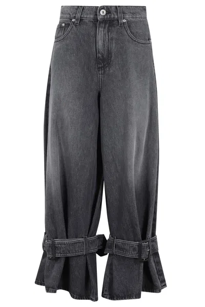 Jw Anderson J. W. Anderson High-waisted Jeans With Buckled Cuff Detail In Grey