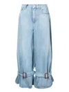 Jw Anderson Wide Jeans With Adjustable Ankle Height Belts In Blue