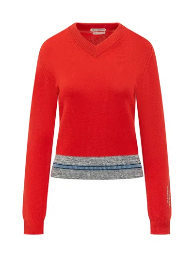 Jw Anderson W Anderson Womens V-neck Contrast-trim Wool Jumper Red Xs