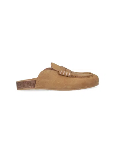 Jw Anderson J. W. Anderson Lightweight Suede Leather Flat Shoes In Neutral