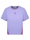 Jw Anderson Panelled Cropped T-shirt With Anchor Embroidery In Blue