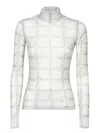 Jw Anderson Sheer Long Sleeve Turtleneck Top In White