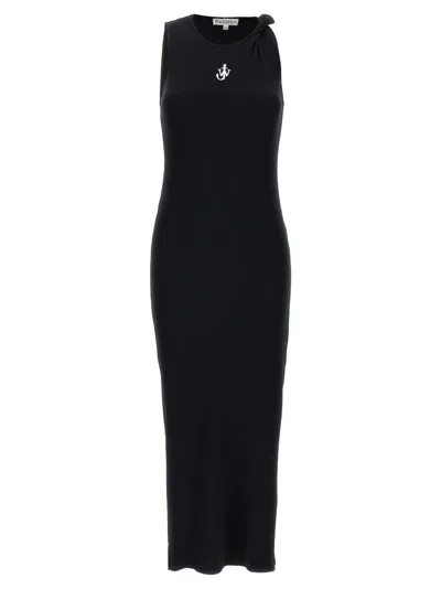 Jw Anderson J.w.anderson Logo Ribbed Dress In Black