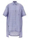 Jw Anderson J. W. Anderson Patchwork Cotton Shirt Dress With Asymmetric Hem In Blue