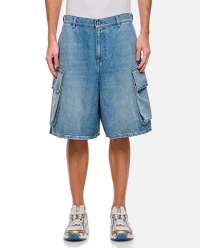 Jw Anderson J. W. Anderson Relaxed Denim Blue Cargo Shorts With Embroidered Logo