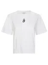 Jw Anderson Anchor Embroidery Panelled Cropped Tshirt In White