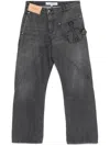 Jw Anderson J. W. Anderson Relaxed Fit Grey Jeans With Diagonal Stitching And Embroidered Logo In Gray