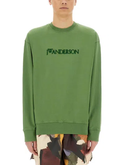 Jw Anderson J. W. Anderson Relaxed-fit Organic Cotton Sweatshirt With Embroidered Logo In Green