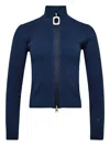 Jw Anderson J. W. Anderson Ribbed Steel Blue Sweater With High Neck In Blue