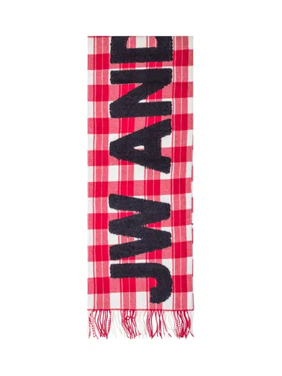 Jw Anderson J. W. Anderson Signature Logo Check Scarf In Red White