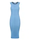 Jw Anderson J. W. Anderson Sleeveless Body-hugging Cotton Midi Dress In Blue