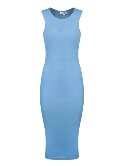 Jw Anderson J. W. Anderson Sleeveless Body-hugging Cotton Midi Dress In Blue