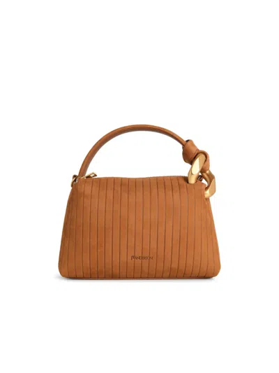 Jw Anderson J. W. Anderson Small 'corner' Caramel Suede Bag In Brown